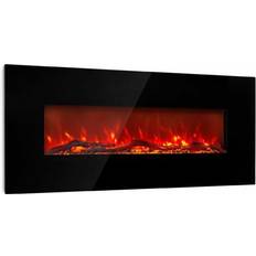 Klarstein Lausanne Long Electric Fireplace 1600W 2 Heat Settings 128 cm Black Black