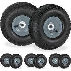 Grigio Carriole Relaxdays Set of 8 Wheelbarrow Tyres, 4.1/3.5-4, Pneumatic Spare