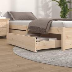 Beige Barrières de lit vidaXL Tiroirs De Lit 2 Pcs Bois De Pin Massif 814984