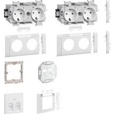 Schuko 2 Hager BR65 arbejdsstation Ecoline 4 x schuko 2 x dataudtag, hvid (9016)