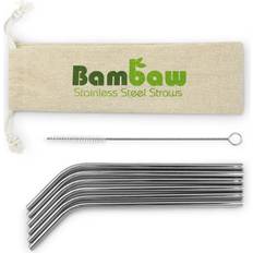 Bambaw Juego de Pajitas de Acero con Estuche de Bambú