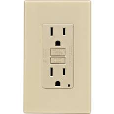 Leviton 15A-125V Ivory GFCI Outlet/Screwless Wallplate