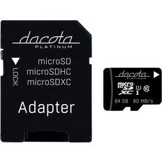 Micro sdhc 64gb Dacota Platinum MICRO-SDHC 64 GB C10 80 MB MED ADAPTER ➞ På lager klar til afhentning