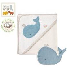 Fehn Peaux de Bébé Fehn Cape de bain et gant de toilette en coton bio baleine