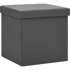 Cajas de almacenamiento vidaXL Taburete Con Almacenaje Plegable Gris