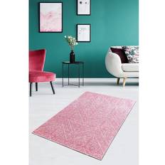 Udendørs gulve Furniturebox Assaggie Entrémåtte 60x140 cm Lyserød/Velour Små Tæpper