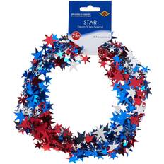 Red Confetti Beistle Gleam 'N Flex Star Garland, 25-Feet, Red/Silver/Blue