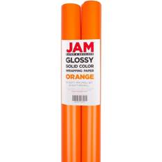 JAM PAPER Gift Wrap Glossy Wrapping Paper 50 Sq Ft Total Orange 2 Rolls/Pack