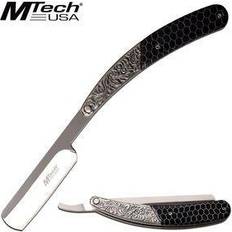 MTECH Straight Razor 9.75" Overall Ornate Barber Shaving Blade Black instock MT-1075BK