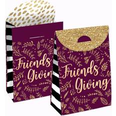 Purple Gift Bags Big Dot of Happiness Elegant Thankful for Friends Friendsgiving Thanksgiving Gift Favor Bags Party Goodie Boxes Set of 12