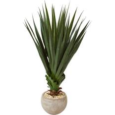 Green Garden Ornaments Nearly Natural Spiked Agave Artificial Plant Colored Bowl