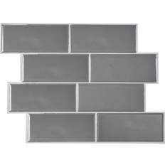 Azulejos Smart Tiles Smart Tiles 8.38 in. W X 11.56 in. L Gray Mosaic Vinyl Adhesive Wall Tile 4 pc
