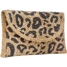 Jute Clutches Magid Leopard Print Woven Jute Straw Clutch