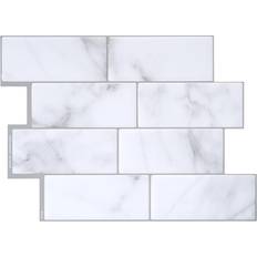 Blanco Azulejos de mosaico Smart Tiles 8.38 in. W X 11.56 in. L Gray/White Mosaic Vinyl Adhesive Wall Tile 4 pc