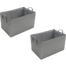 Grey Small Storage Kid's Room Bright Colours Toys Baby Nursery Organiser Cupboard Storage Basket + Handle Hamper basket [Dark Grey,Set 2 Small]