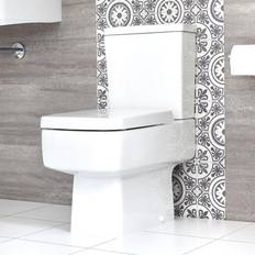 Milano Farington White Ceramic Modern Close Coupled Bathroom Toilet Pan WC and Cistern with Soft Close Seat