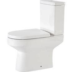 Ballam White Ceramic Modern Close Coupled Bathroom Toilet Pan WC and Cistern with Soft Close Seat