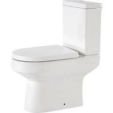 Milano Ballam White Ceramic Modern Close Coupled Bathroom Toilet Pan WC and Cistern with Soft Close Seat