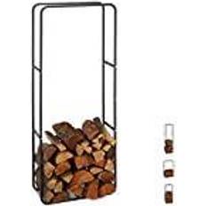 Caminetti Relaxdays Scaffale per Legna, HxL 150 x 60 cm, Porta-Legna per Camino, Stufa, Interni ed Esterni, Acciaio, Antracite