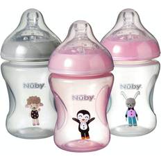 Nuby Decorated Combat Colic Bottles 3 pk Pink