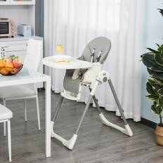 Baby high chair Homcom Aosom Baby High Chair Grey PP, PU, Steel 420-010GY