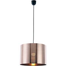 Inspired Deco Dako Lámpara colgante de techo negra 1 luz E27 con pantalla cilíndrica de cobre metálico de 350 x 250 mm, c, w Soporte de techo