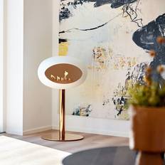 White Ground Low Steel Bioethanol Fireplace Rose Gold 