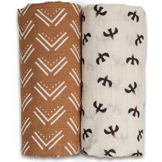 Mary Meyer Lulujo Muslin Swaddles (2 Pack) in Mudcloth/Black Birds