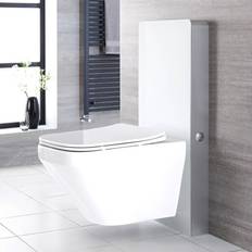 Milano Arca White 483mm Bathroom Toilet wc Unit with Wall Hung Rimless Pan, Cistern and Soft Close Seat