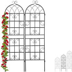 Relaxdays Metal Trellis, Set of 2, Plant Support, Free-Standing, Vintage