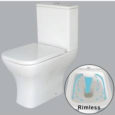 NRG Push Button Flush Rimless Close Coupled Toilet WC Pan & Cistern with Soft Closing Seat