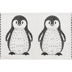 Kids Room Rug Small Penguin Print Playroom Black Hajdarabad