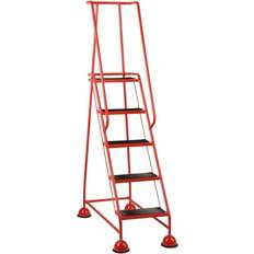 DIY Accessories 5 Tread Mobile Warehouse Steps RED 1.94m Portable Safety Ladder & Wheels