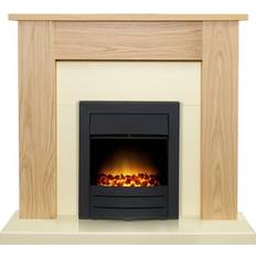 Fireplaces Adam New England Fireplace in Oak & Cream with Colorado Electric Fire in Black, 48 Inch