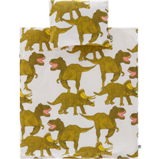 DINO BABY sengesæt barnevogn/vugge 2 dele - økologisk Rosa/gul