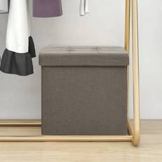 Boîtes de rangement Be Basic Tabouret De Rangement Pliable Taupe Faux Lin