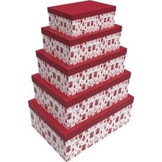 Rouge Boîtes de rangement Dkd Home Decor Set of Stackable Organising Boxes 5 Pieces Red Storage Box