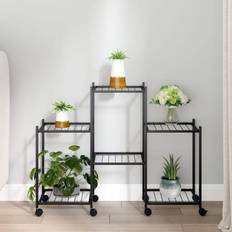 vidaXL Portafiori Con Ruote 83x25x63.5 cm Ferro Nero