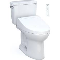 Toilets Toto Drake 28 3/8" Two-Piece 1.28 GPF Single Flush Elongated Toilet with Washlet C5 in Cotton, MW7763084CEG#01