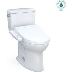 Toilets Toto Drake 28 3/8" Two-Piece 1.6 GPF Single Flush Elongated Toilet with Washlet C2 in Cotton 10" Rough-In, MW7763074CEFG.10#01