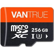 Dash cams Vantrue 256GB MicroSDXC UHS-I U3 Class 10 4K UHD Video High Speed Transfer Monitoring SD Card with Adapter for Dash Cams, Body Cams, Action Camera