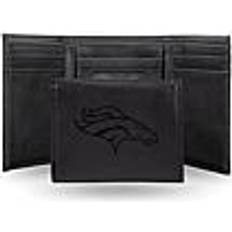 NFL Football Fan Shop Rico Broncos Laser-Engraved Black Trifold Wallet
