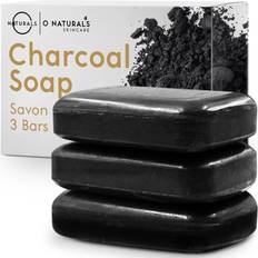 L.A. Naturals Naturals 3 Pack Activated Charcoal Black Soap Peppermint Oil Detoxifying Body