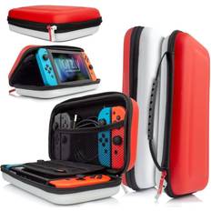case for nintendo switch - portable travel carry case with storage for switch console games accessories [red