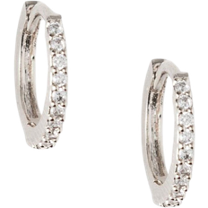 Orelia Mini Pavé Huggie Hoops - Silver/Transparent