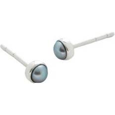 Monica Vinader Mini Pearl Stud Earrings - Silver/Blue
