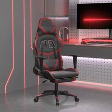 Gaming chair with massage vidaXL Gamingstol med massage och fotstöd svart och röd konstläder