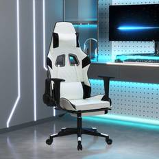 vidaXL Sedia da Gaming Massaggio Poggiapiedi Bianco e Nero Similpelle