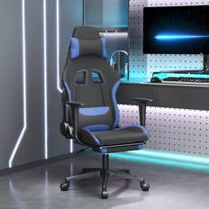 VidaXL Chaises de jeu vidaXL Chaise gaming avec repose-pied Noir et bleu TissuChaise Gamer Siège Gaming Fauteuil Gamer