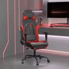 Gamingstolar vidaXL Gamingstol med massage och fotstöd svart och röd konstläder